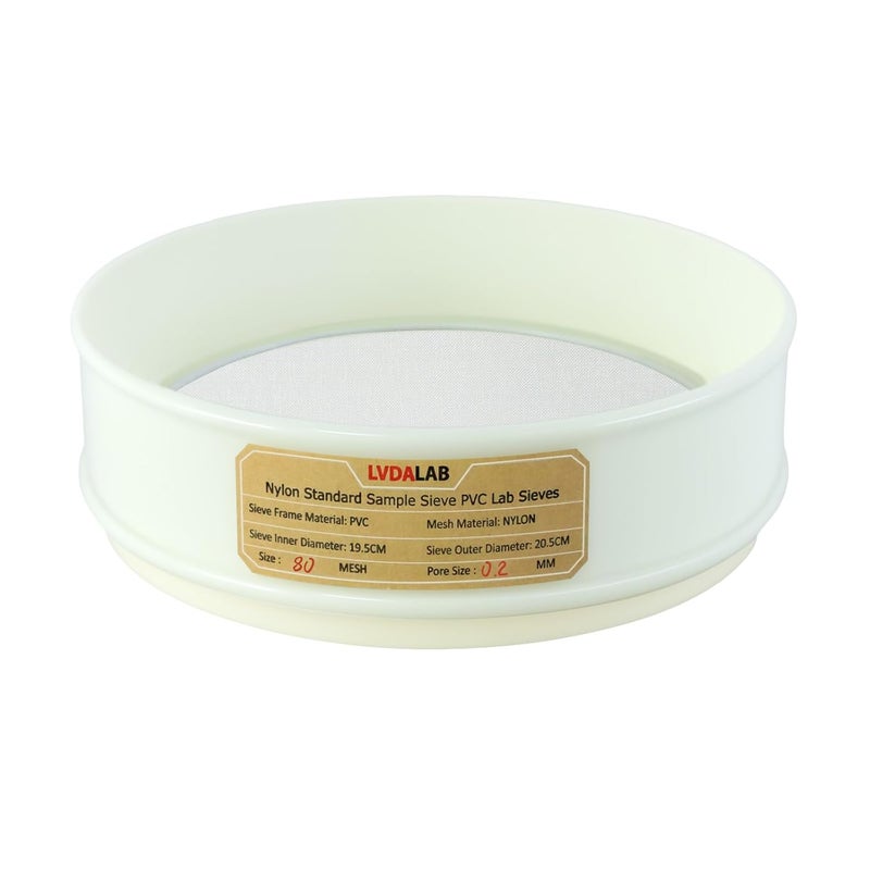 LVDALAB PVC Nylon Lab Sieve 80 Mesh(0.2mm), 7.9Inch(20cm) Diameter Sample Sifter Strainer for Industrial Lab Home - Image 1